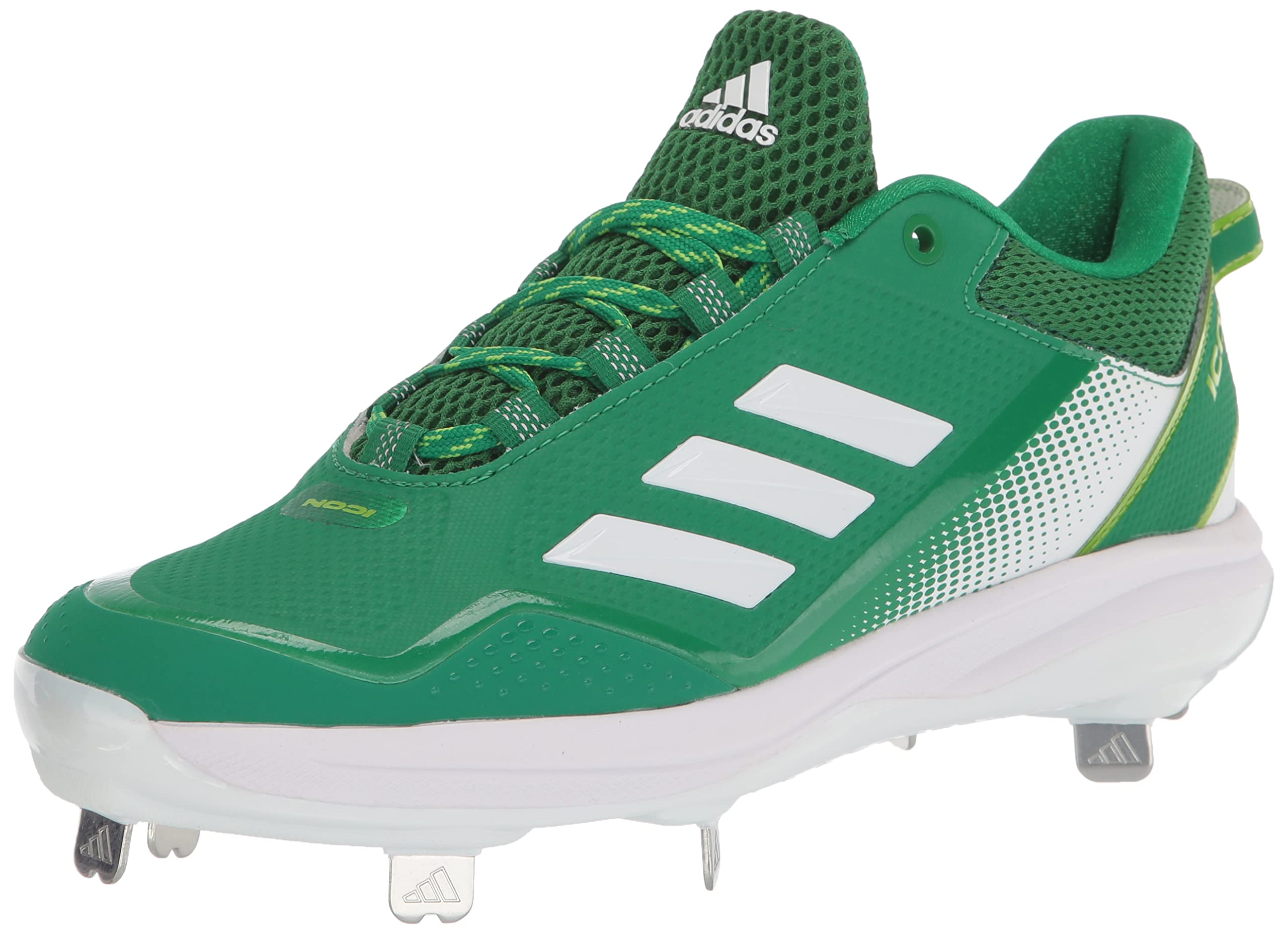 adidas Icon 7 Baseball Cleats – White/Green, Size 12