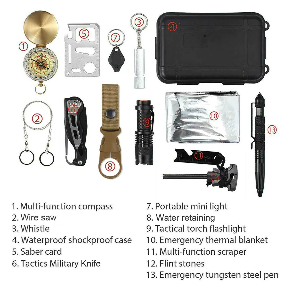 14-in-1 Outdoor Survival Kit