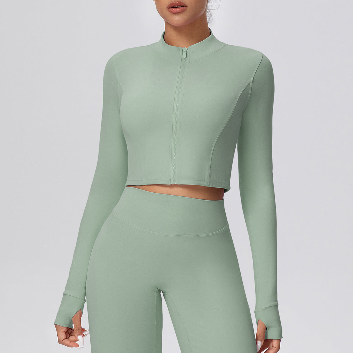 Zipper Outdoor Running Sports Yoga Jacket Slimming Workout Long Sleeve Coat Girls Quick Drying Yoga Clothes Women
