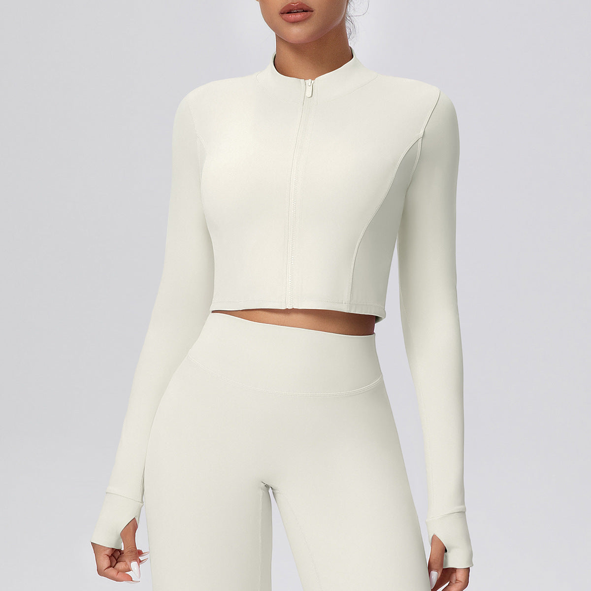 Zipper Outdoor Running Sports Yoga Jacket Slimming Workout Long Sleeve Coat Girls Quick Drying Yoga Clothes Women